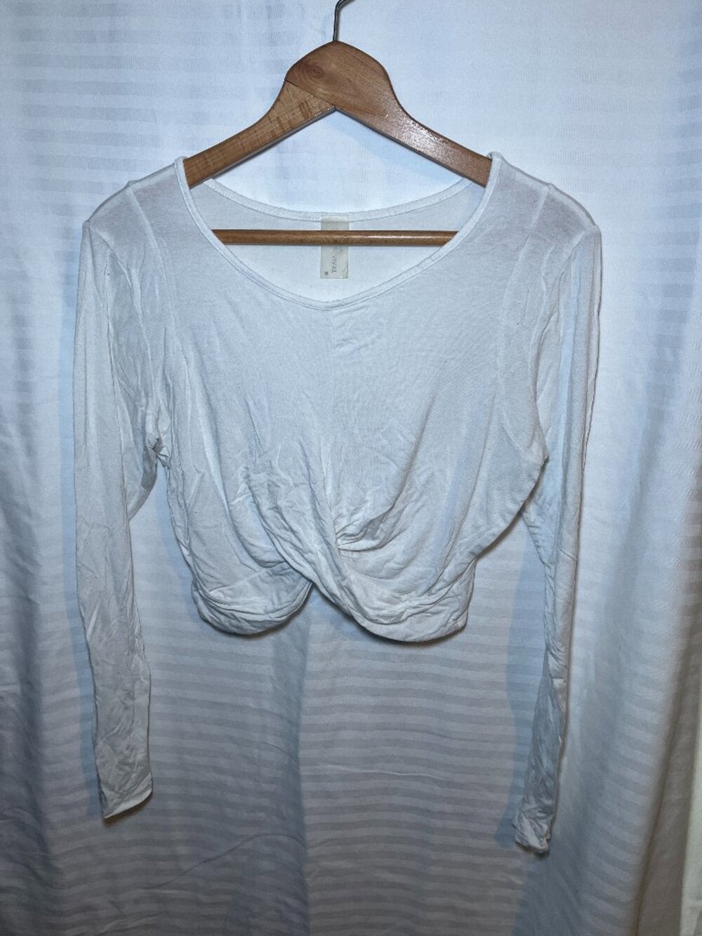 Revival White Ruched Twist Front Crop Top Medium